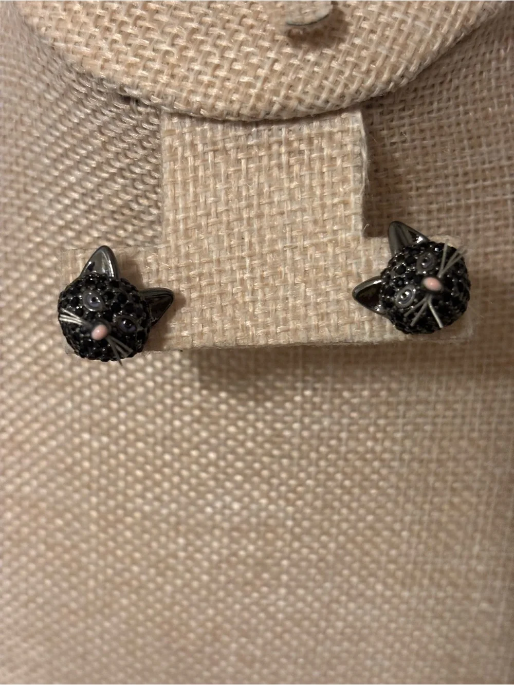 kate spade Black Cat Stud Earrings with Pink Nose Accents